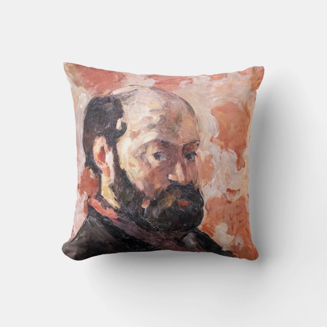 Paul Cezanne - Self-portrait with pink background Cushion (Front)