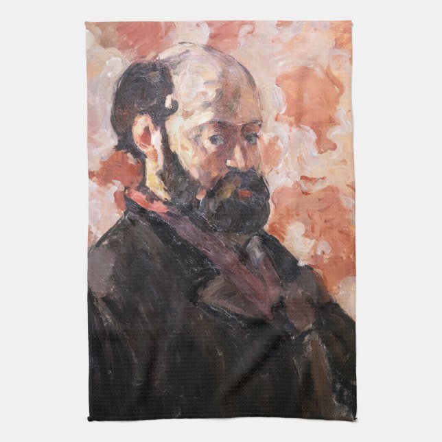 Paul Cezanne - Self-portrait with pink background Tea Towel (Vertical)