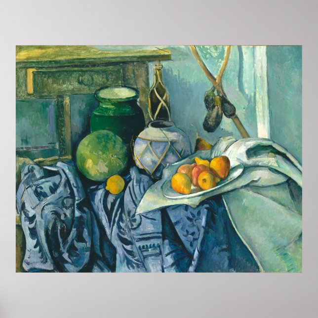 Paul Cezanne Still Life Ginger Jar and Eggplant Poster (Front)