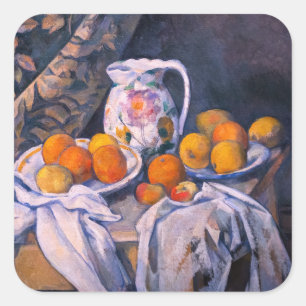 Paul Cezanne - Still Life with a Curtain Square Sticker