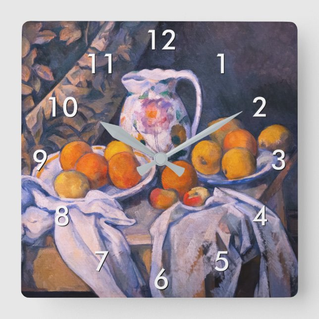 Paul Cezanne - Still Life with a Curtain Square Wall Clock (Front)