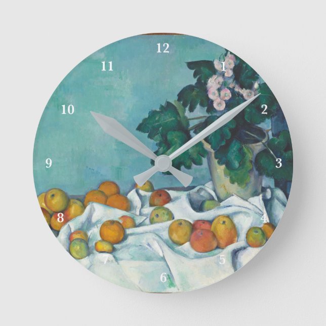 Paul Cézanne Still Life with Apples and Primroses Round Clock (Front)