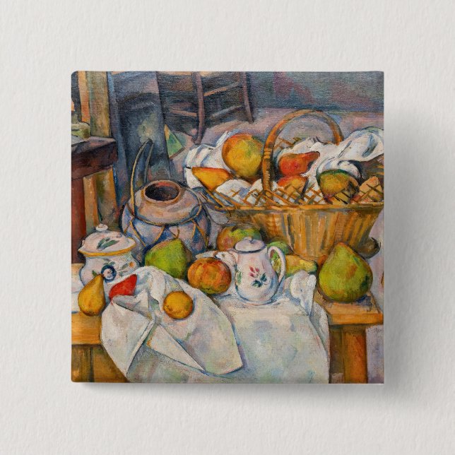 Paul Cezanne - Still Life with Basket 15 Cm Square Badge (Front)