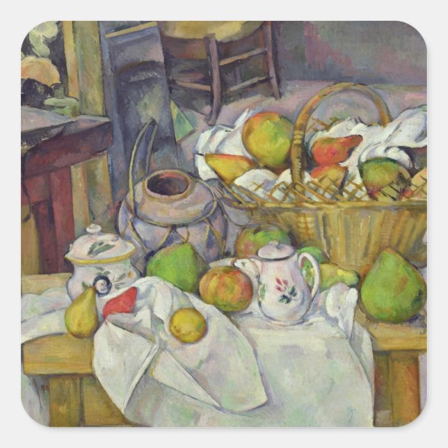 Paul Cezanne | Still life with basket, 1888-90 Square Sticker (Front)