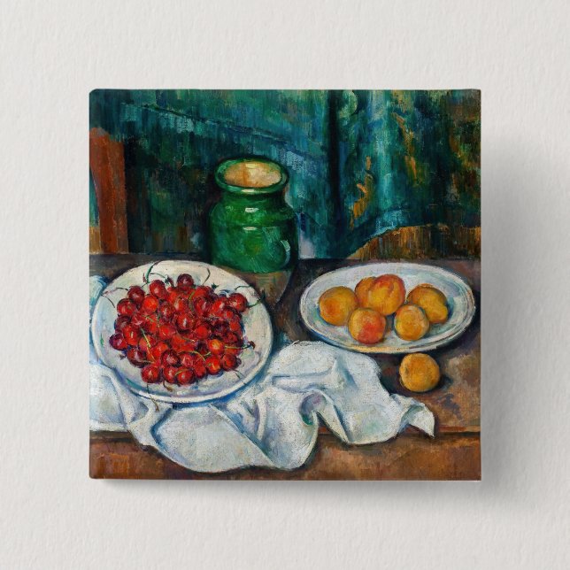 Paul Cezanne - Still Life with Cherries and Peachs 15 Cm Square Badge (Front)