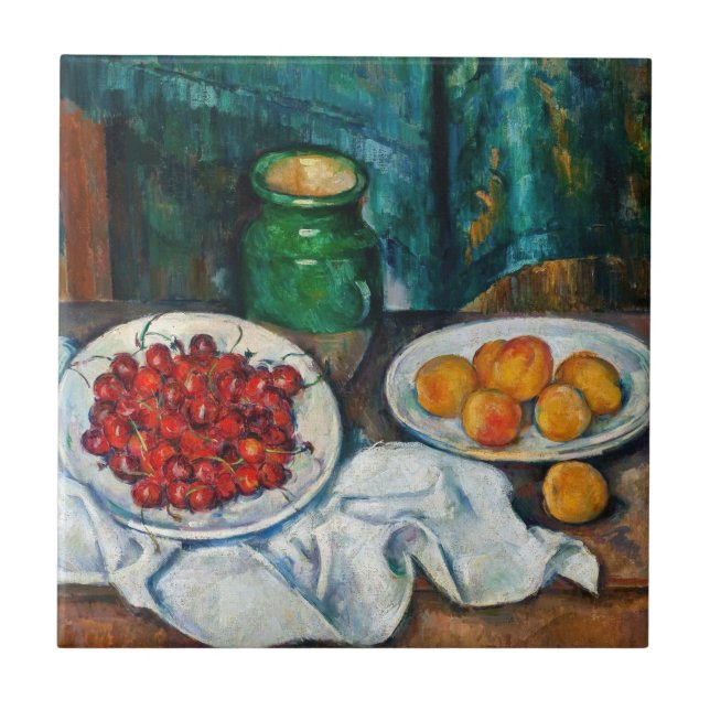 Paul Cezanne - Still Life with Cherries and Peachs Ceramic Tile (Front)