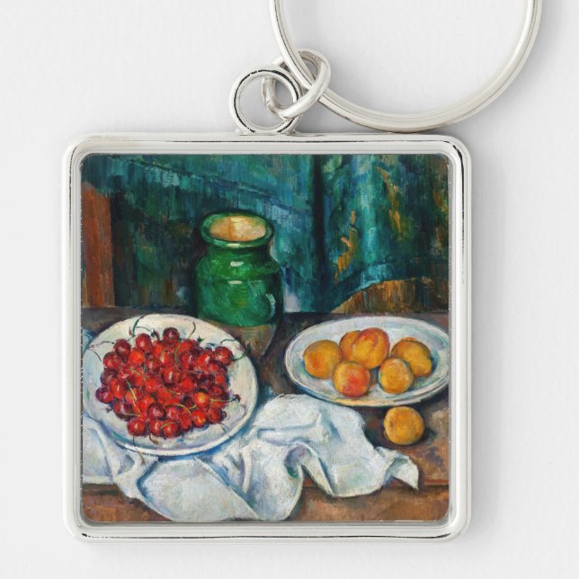 Paul Cezanne - Still Life with Cherries and Peachs Key Ring (Front)