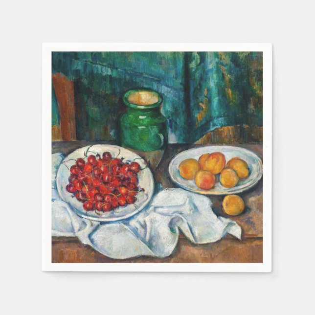 Paul Cezanne - Still Life with Cherries and Peachs Napkin (Front)