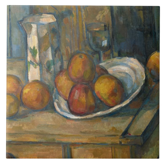 Paul Cezanne - Still Life with Milk Jug and Fruit Ceramic Tile (Front)