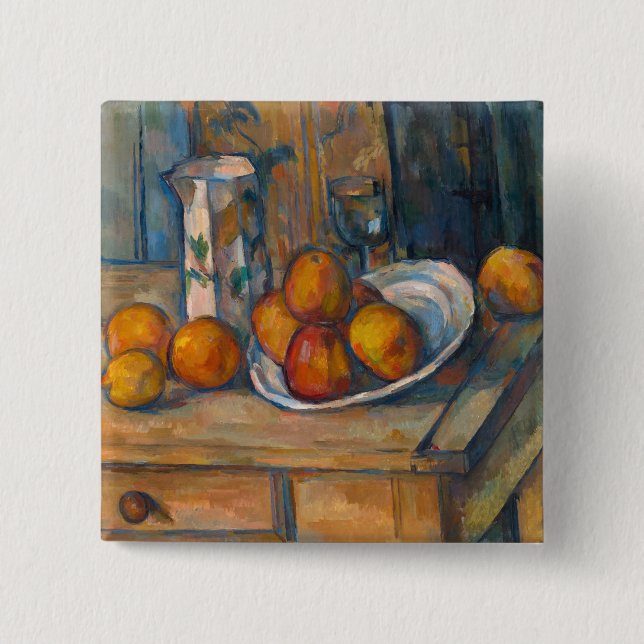 Paul Cezanne - Still Life with Milk Jug and Fruits 15 Cm Square Badge (Front)