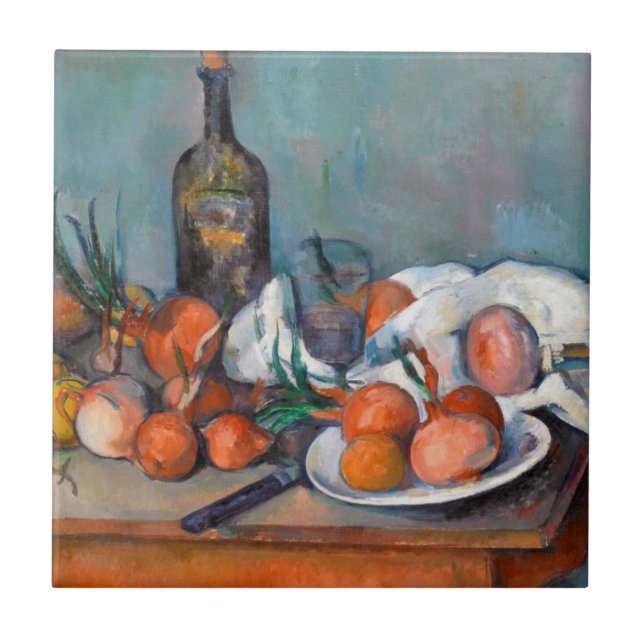 Paul Cézanne, Still Life with Onions and a Bottle Ceramic Tile (Front)