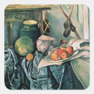 Paul Cezanne   Still Life with Pitcher and Aubergi Square Sticker
