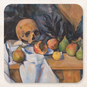 Paul Cezanne - Still Life with Skull Square Paper Coaster
