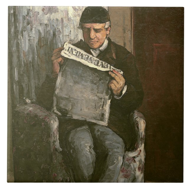 Paul Cezanne | The Artist's Father, Reading "L'�v� Ceramic Tile (Front)