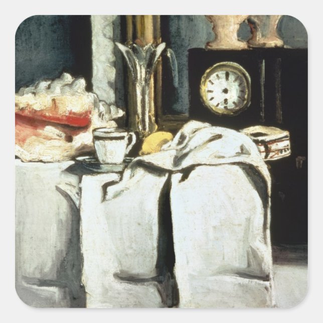 Paul Cezanne | The Black Marble Clock, c.1870 Square Sticker (Front)