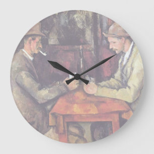 Paul Cezanne - The Card Players Fine Art Painting Large Clock