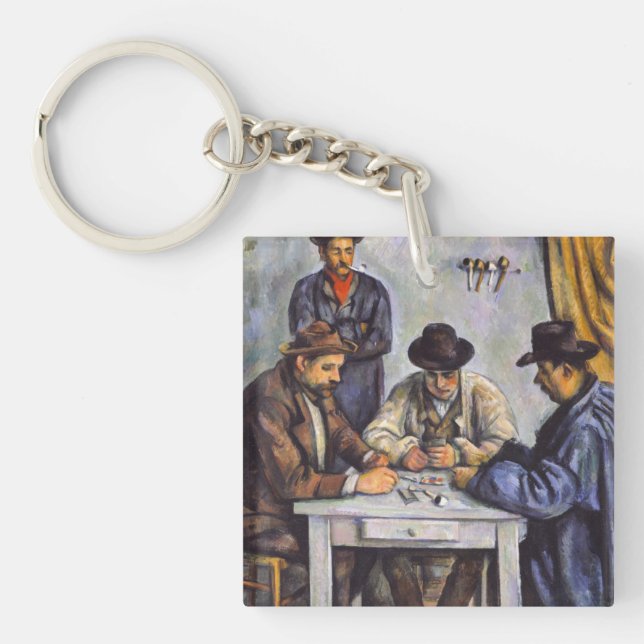 Paul Cezanne - The Card Players Key Ring (Front)