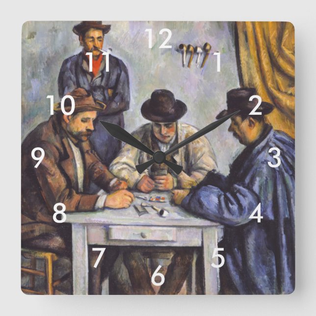 Paul Cezanne - The Card Players Square Wall Clock (Front)