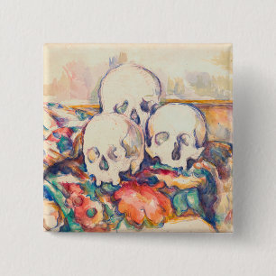 Paul Cezanne - The Three Skull Watercolor 15 Cm Square Badge