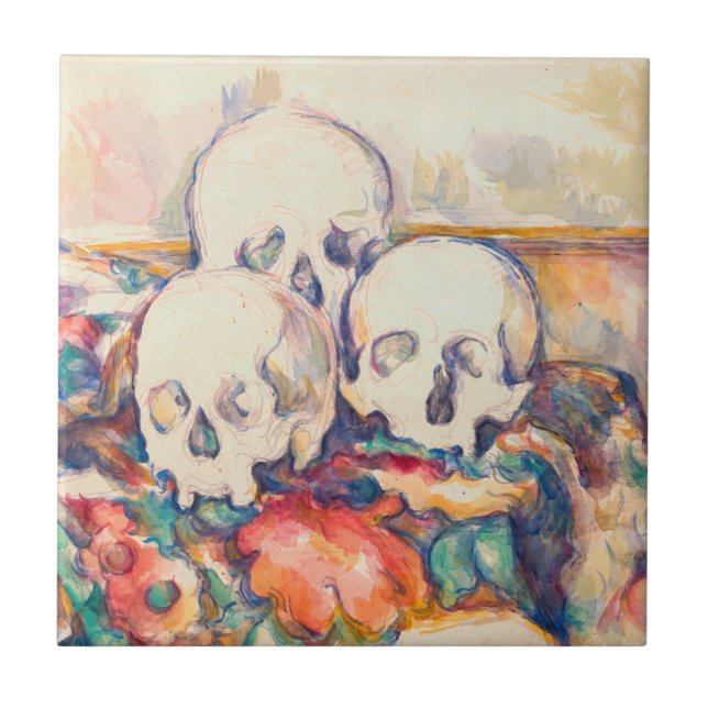 Paul Cezanne - The Three Skull Watercolor Ceramic Tile (Front)