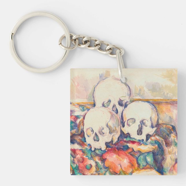 Paul Cezanne - The Three Skull Watercolor Key Ring (Front)