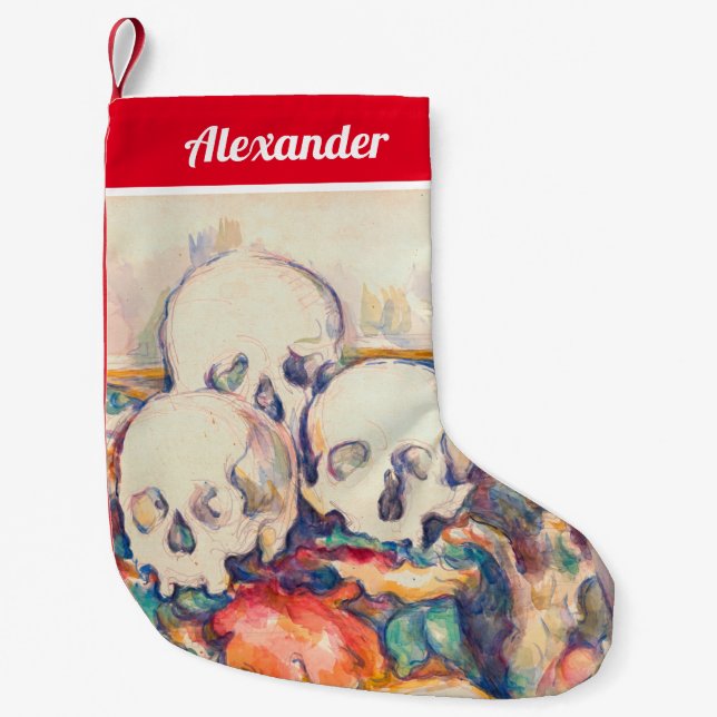 Paul Cezanne - The Three Skull Watercolor Small Christmas Stocking (Front)