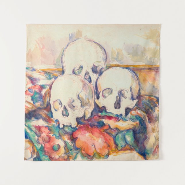 Paul Cezanne - The Three Skull Watercolor Tapestry (Front)