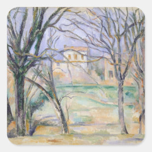 Paul Cezanne   Trees and houses, 1885-86 Square Sticker