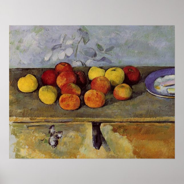 paul cezanne with apples and biscuits poster (Front)