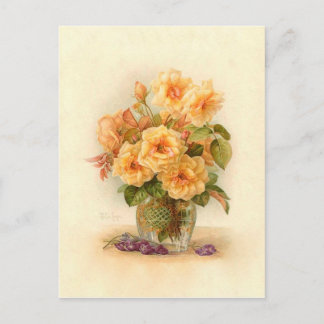 Paul De Longpre Victorian Flower Roses Bouquet Postcard