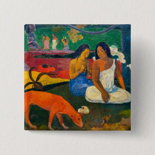 Paul Gauguin - Arearea / The Red Dog 15 Cm Square Badge (Front)