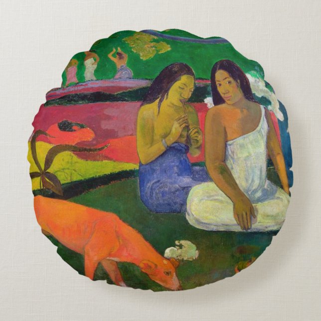 Paul Gauguin | Arearea (The Red Dog), 1892 Round Cushion (Front)