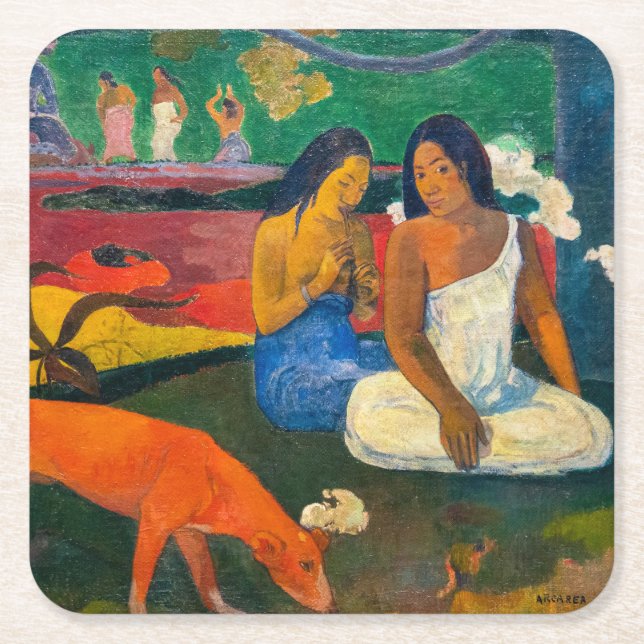 Paul Gauguin - Arearea / The Red Dog Square Paper Coaster (Front)