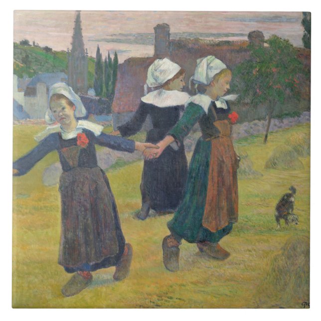 Paul Gauguin | Breton Girls Dancing, Pont-Aven, 18 Ceramic Tile (Front)