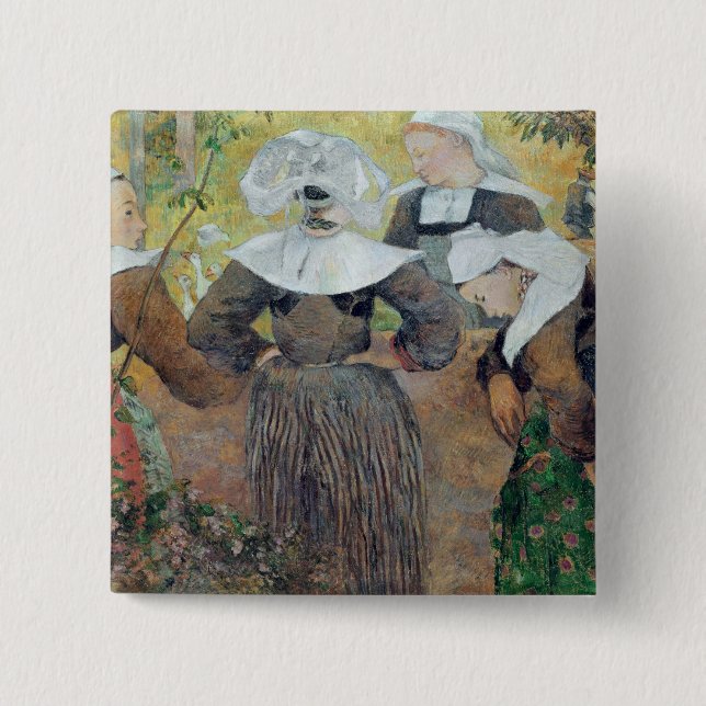 Paul Gauguin | Four Breton Women, 1886 15 Cm Square Badge (Front)