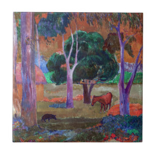 Paul Gauguin - Landscape with a Pig and a Horse Ceramic Tile