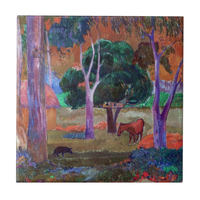 Paul Gauguin - Landscape with a Pig and a Horse Ceramic Tile (Front)