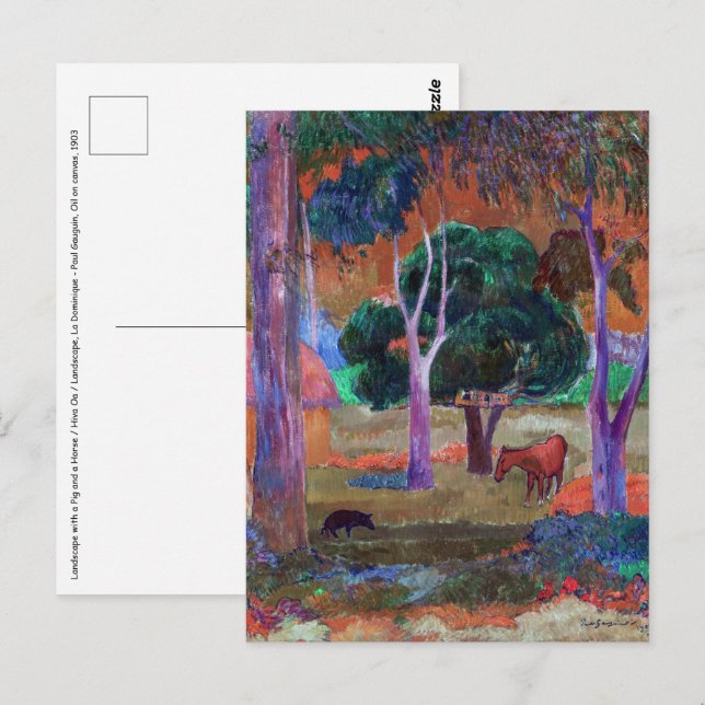 Paul Gauguin - Landscape with a Pig and a Horse Postcard (Front/Back)