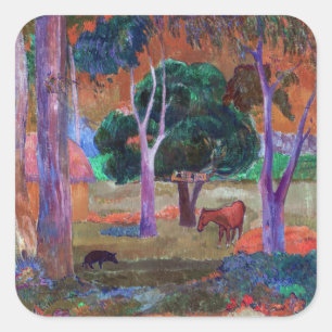 Paul Gauguin - Landscape with a Pig and a Horse Square Sticker