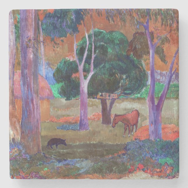 Paul Gauguin - Landscape with a Pig and a Horse Stone Coaster (Front)