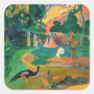 Paul Gauguin - Landscape with Peacocks / Matamoe Square Sticker