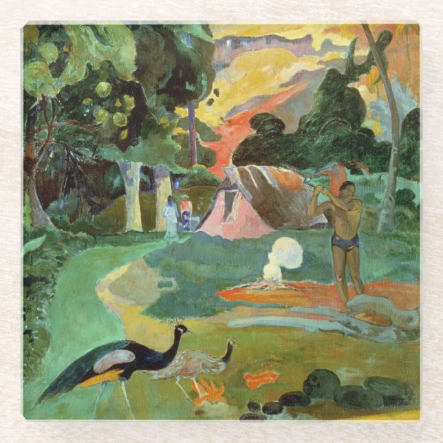 Paul Gauguin | Matamoe or, Landscape with Peacocks Glass Coaster (Front)