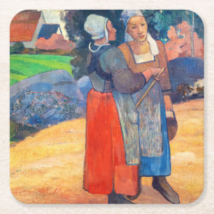 Paul Gauguin - Paysannes Bretonnes Square Paper Coaster