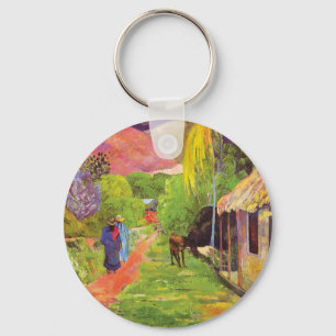 Paul Gauguin Road in Tahiti Vintage Fine Art Key Ring