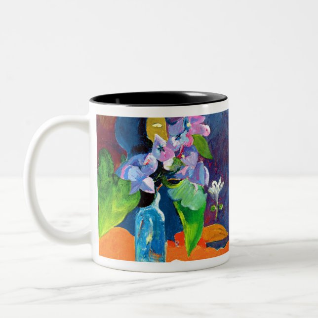Paul Gauguin Still Life with Flowers and Idol Two-Tone Coffee Mug (Left)