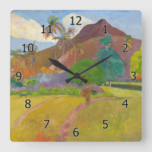 Paul Gauguin - Tahitian Landscape Square Wall Clock