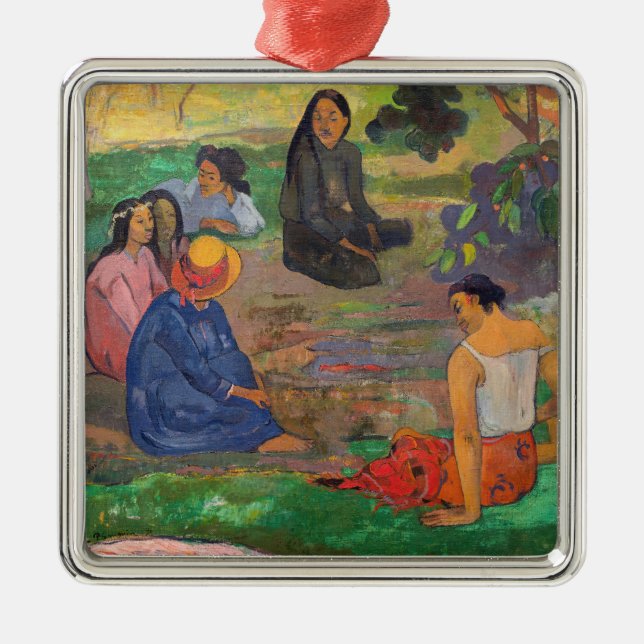 Paul Gauguin - The Conversation / Les Parau Parau Metal Ornament (Front)