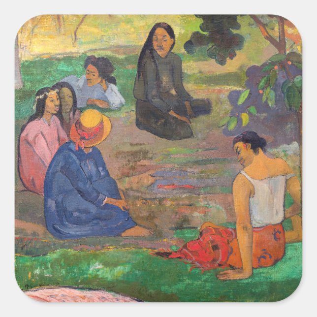 Paul Gauguin - The Conversation / Les Parau Parau Square Sticker (Front)