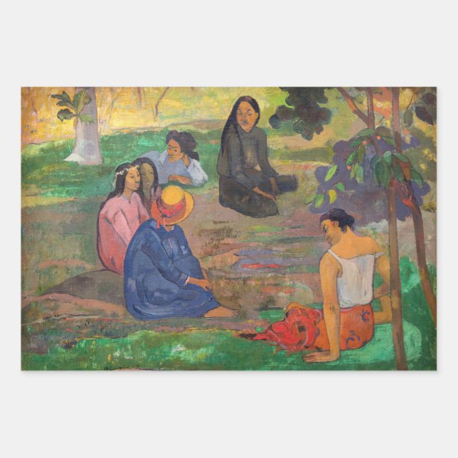Paul Gauguin - The Conversation / Les Parau Parau Wrapping Paper Sheet (Front)