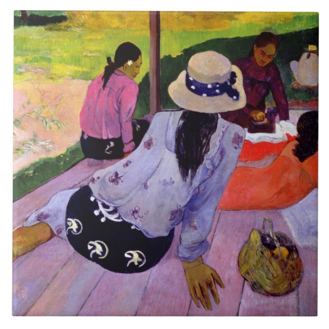 Paul Gauguin | The Siesta, 1891-2 (oil on canvas) Tile (Front)